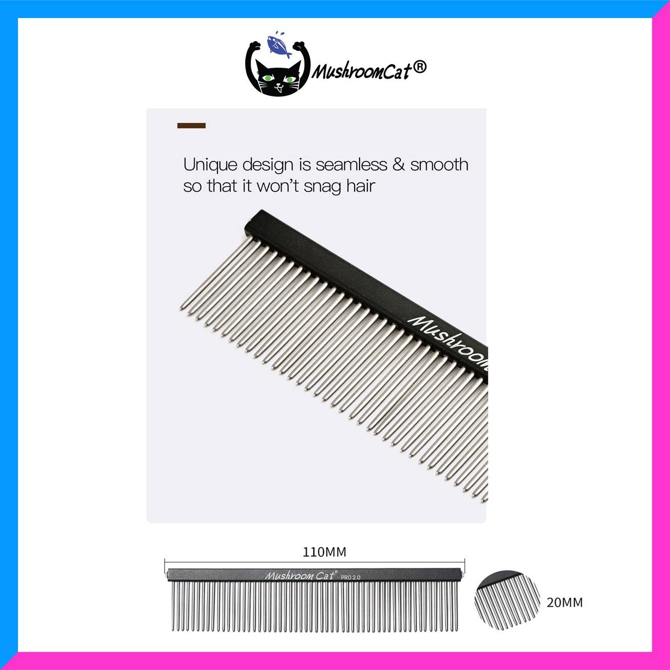 MushroomCat Pro Face & Feet Fine Comb Stainless Steel Pins