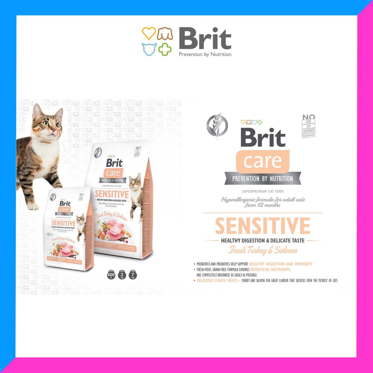 Brit Care Cat GrainFree 400g & 2kg Super Premium HypoAllergenic Cat Food
