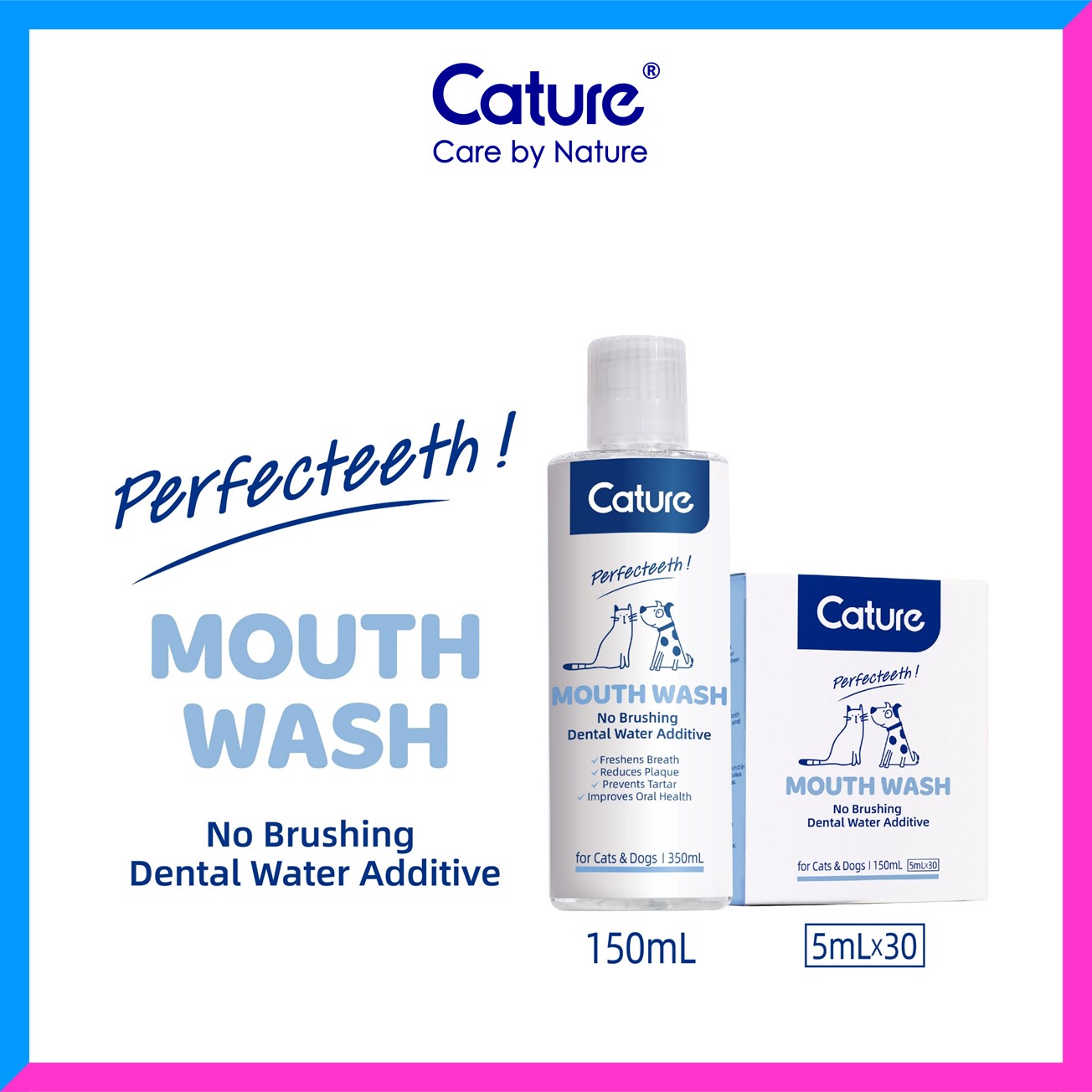 Cature Mouthwash For Dogs And Cats (350ml / 5ml x 30pc)